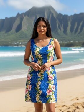 TY Made in Hawaii Vintage Sleeveless Luau Hibiscus Dress Size Large